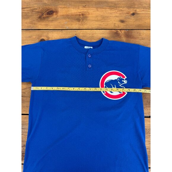 Majestic Chicago Cubs Blue Button Henley T-Shirt XL Genuine Merchandise MINT! - Picture 4 of 7